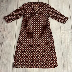 STOP Women’s 3/4 Sleeve Casual Dotted Pattern Dress Size Large